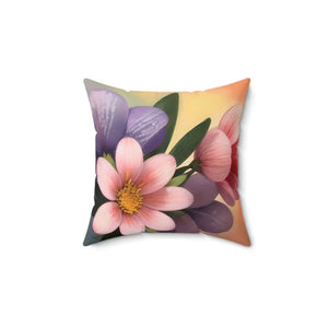 Large Pinkish Flowers Spun Polyester Square Pillow - Dipaliz - Throw Pillows