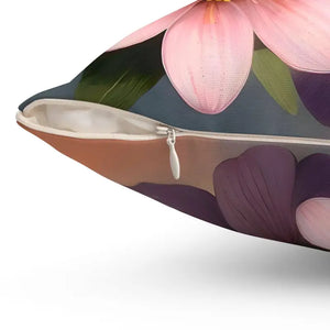 Large Pinkish Flowers Spun Polyester Square Pillow - Dipaliz - Throw Pillows