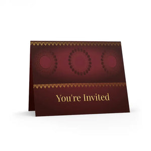 Maroon Invitation Card with Sparkle - Stylish Event - Dipaliz - 8 Pcs / Matte / 4.25” x 5.5” - Greeting & Note Cards