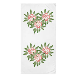 Mink Cotton Towel Rose Flowers Print Luxury Beach Essential Dipaliz - White / 30’’ × 60’’ - Towels