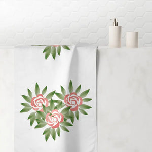Mink Cotton Towel Rose Flowers Print Luxury Beach Essential Dipaliz - White / 30’’ × 60’’ - Towels