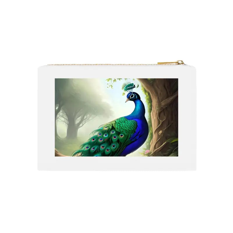 Dive Into Elegance with Peacock Floral Cosmetic Bag - White / one Size Bags