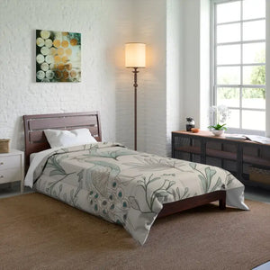 Peacock Comforter one Sided Print Solid Bright White - Dipaliz - 68’’ × 88’’ - Quilts & Comforters