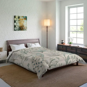 Peacock Comforter one Sided Print Solid Bright White - Dipaliz - 88’’ × - Quilts & Comforters