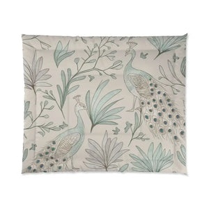 Peacock Comforter one Sided Print Solid Bright White - Dipaliz - Quilts & Comforters