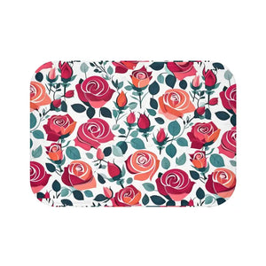 Red Rose Bath Mat - Plush Luxury Bathroom Rug - Dipaliz - 24’’ × 17’’ - Mats & Rugs
