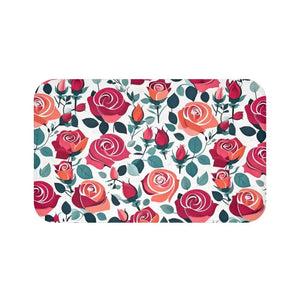 Red Rose Bath Mat - Plush Luxury Bathroom Rug - Dipaliz - 34’’ × 21’’ - Mats & Rugs
