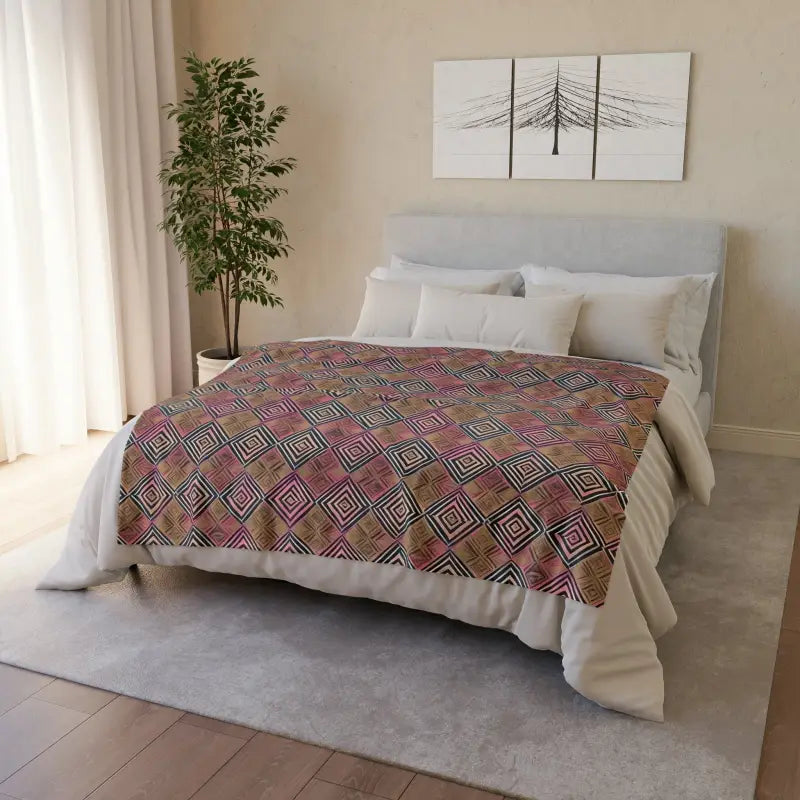 Dive Into Comfort with our Geometric Soft Polyester Blanket - 50’’ × 60’’ Home Decor