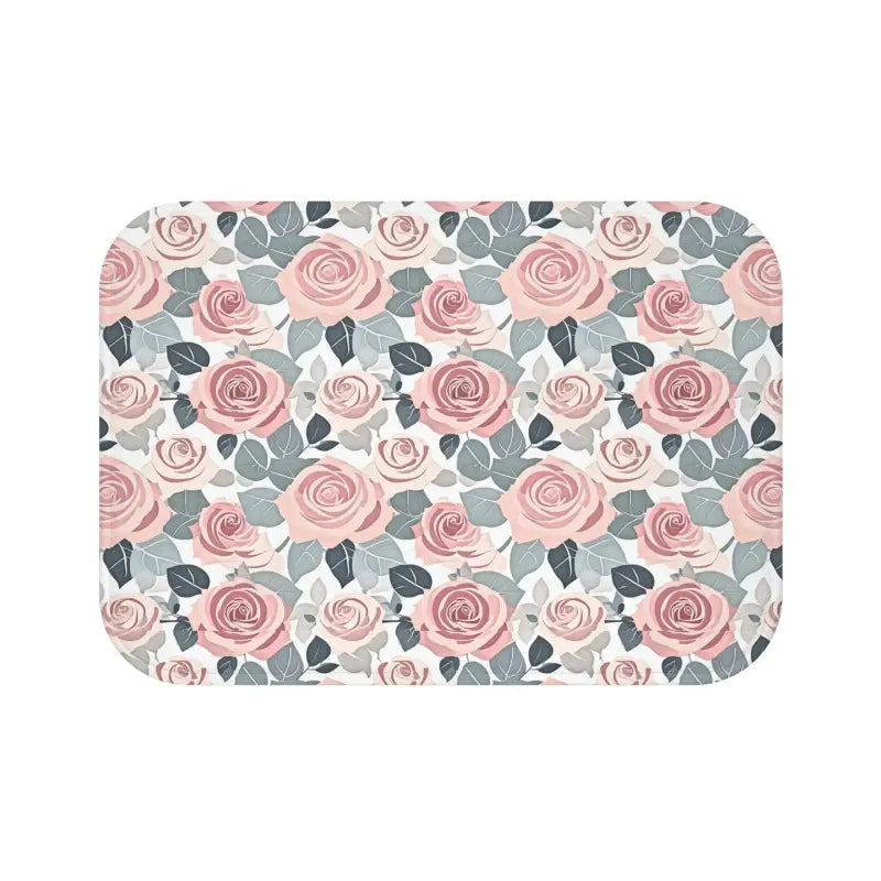 Elevate your Bathroom with a Luxury Pink Rose Flowers Bath Mat - 24’’ × 17’’ Home Decor