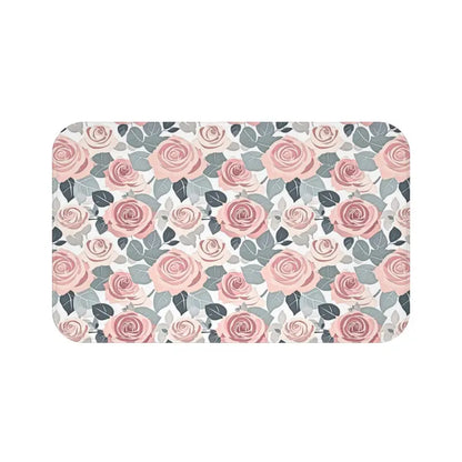 Elevate your Bathroom with a Luxury Pink Rose Flowers Bath Mat - 34’’ × 21’’ Home Decor