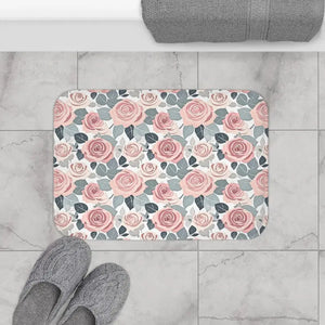 Luxury Pink Rose Flowers Bath Mat - Elegant Non-slip - Dipaliz - Mats & Rugs