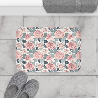 Elevate your Bathroom with a Luxury Pink Rose Flowers Bath Mat - Home Decor