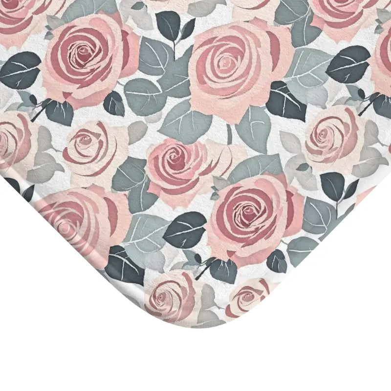 Elevate your Bathroom with a Luxury Pink Rose Flowers Bath Mat - Home Decor