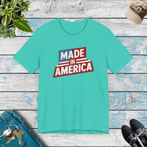 Made in America Independence Day T-shirt Patriotic Unisex - Dipaliz - Teal / s - T-shirts