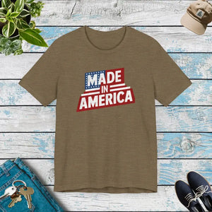 Made in America Independence Day T-shirt Patriotic Unisex - Dipaliz - Heather Olive / s - T-shirts