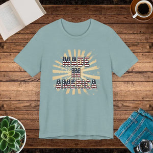 Made in America Tee - Soft Cotton 4th of July - Dipaliz - Heather Blue Lagoon / s - T-shirts