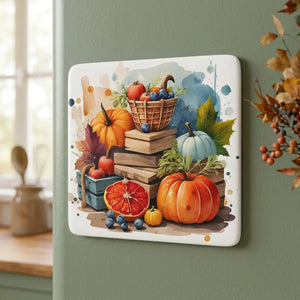 Magnet on a sage green refrigerator