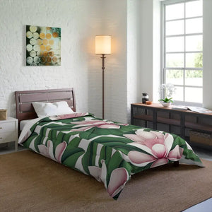 Large Magnolia Flowers Comforter - Vibrant Floral Bedding - Dipaliz - 68’’ × 92’’ - Quilts & Comforters