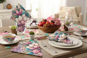 Magnolia Cloth Napkins – Floral Elegance Set of 4 - Dipaliz