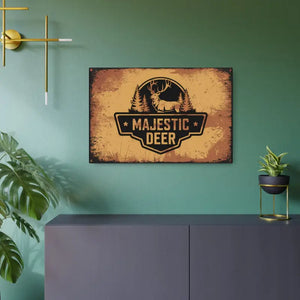 Majestic Deer Metal Art Sign - Vintage White Aluminum - Dipaliz - 30″ x 20″ (horizontal) / 0.12’’ - Novelty Signs