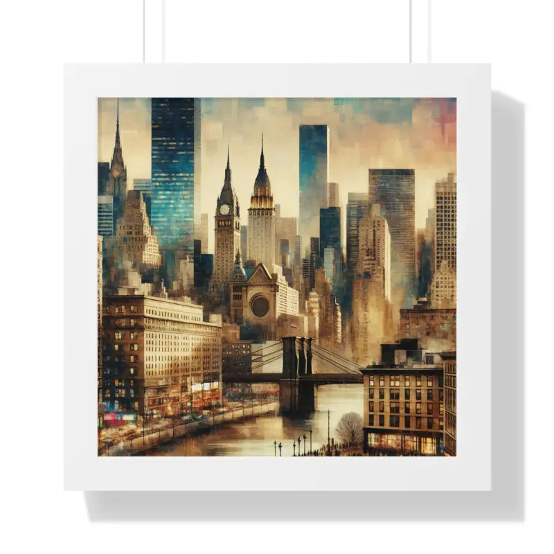 Majestic Equine & Skyscrapers Framed Vertical Poster - 16″ x / White