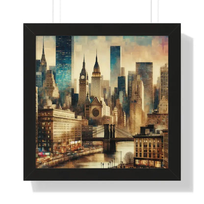 Majestic Equine & Skyscrapers Framed Vertical Poster - 16″ x / Black