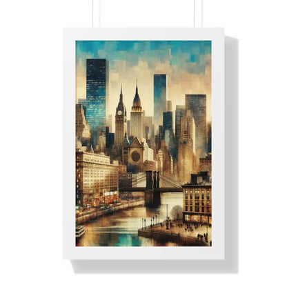 Majestic Equine & Skyscrapers Framed Vertical Poster - 16″ x 24″ / White