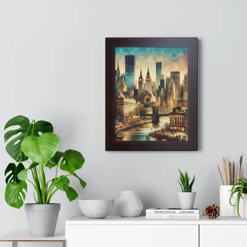 Majestic Equine & Skyscrapers Framed Vertical Poster