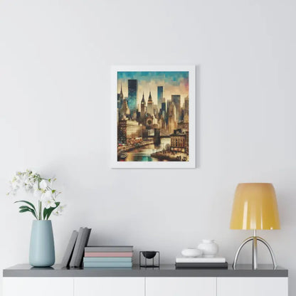 Majestic Equine & Skyscrapers Framed Vertical Poster