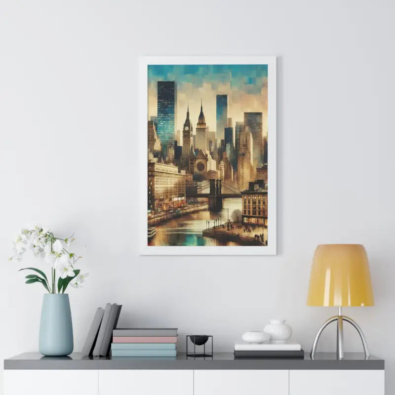 Majestic Equine & Skyscrapers Framed Vertical Poster