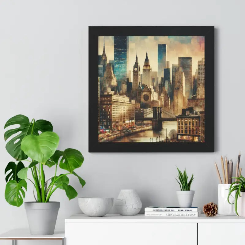 Majestic Equine & Skyscrapers Framed Vertical Poster