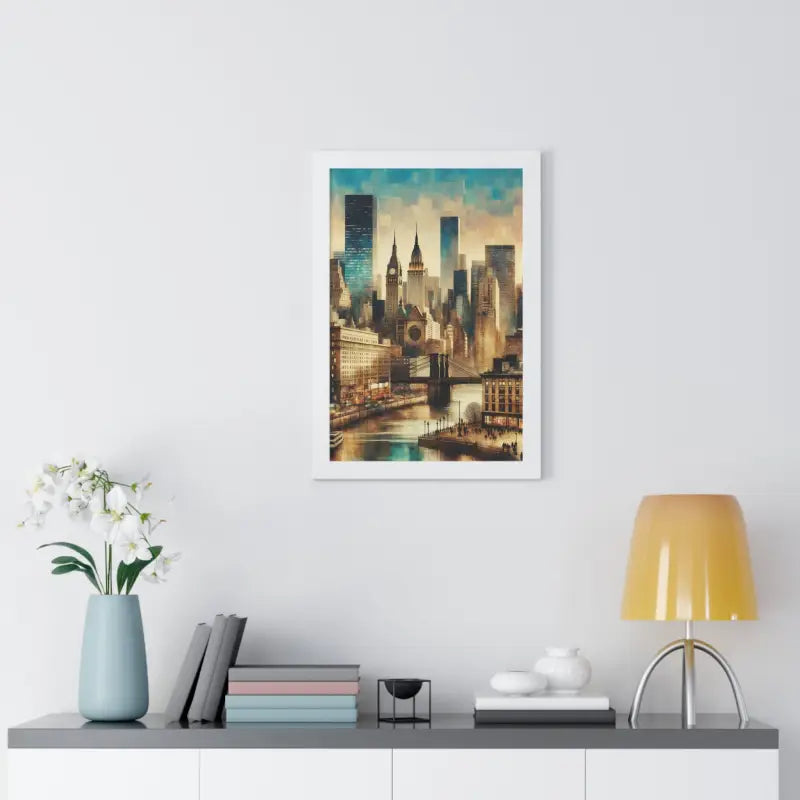 Majestic Equine & Skyscrapers Framed Vertical Poster