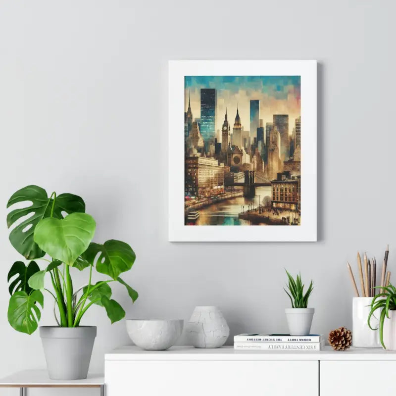 Majestic Equine & Skyscrapers Framed Vertical Poster