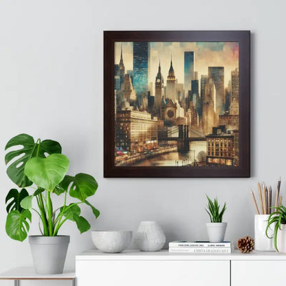 Majestic Equine & Skyscrapers Framed Vertical Poster