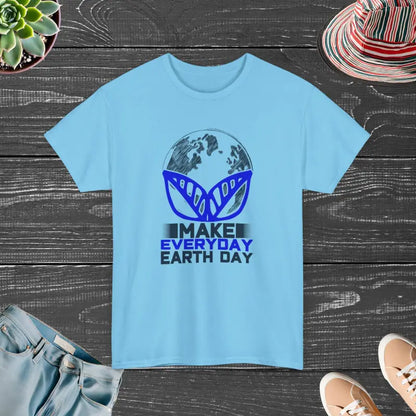 Make Every Day Earth in a Deluxe Cotton Tee - Sky / s T-shirt