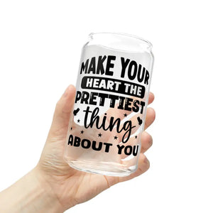 16oz Sipper Glass Clear Tempered Heart Quote Bpa Free - Dipaliz - Tumblers
