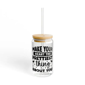 16oz Sipper Glass Clear Tempered Heart Quote Bpa Free - Dipaliz - Tumblers