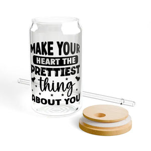 16oz Sipper Glass Clear Tempered Heart Quote Bpa Free - Dipaliz - Tumblers