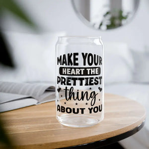 16oz Sipper Glass Clear Tempered Heart Quote Bpa Free - Dipaliz - Tumblers