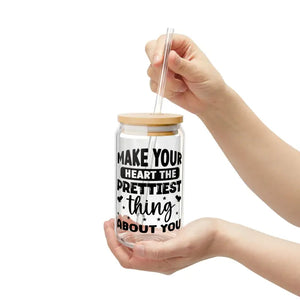 16oz Sipper Glass Clear Tempered Heart Quote Bpa Free - Dipaliz - Tumblers