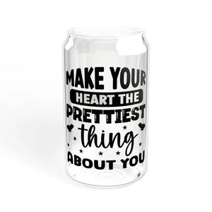 16oz Sipper Glass Clear Tempered Heart Quote Bpa Free - Dipaliz - Without Lid or Straw / Tumblers
