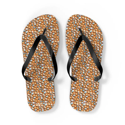 Starfish Flip Flops Beach Vibes Unisex Summer Style - l / Black Sole Shoes