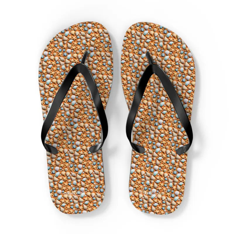 Dive Into Summer with Starfish Unisex Flip Flops - Xl / Black Sole Shoes