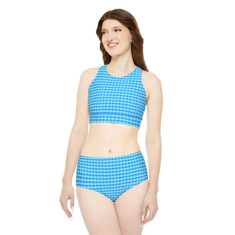 Dive Into Style with the Unmatched Comfort Blue Check Bikini Set