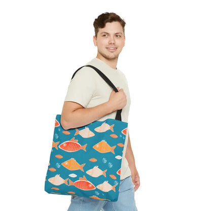 Dive Into Fashion with our Colorful Fishes Tote Bag - Large Bags