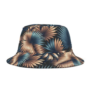 Polyester Bucket Hat Palm Leaves Tropical Vibes Summer Style Dipaliz - Hats
