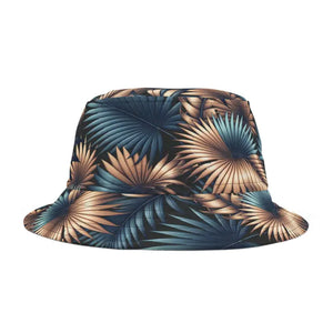 Polyester Bucket Hat Palm Leaves Tropical Vibes Summer Style Dipaliz - Hats