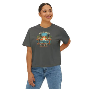 Boxy Tee Retro Palm Beach Sunset Graphic Vintage Style Dipaliz - T-shirts