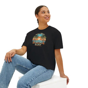 Boxy Tee Retro Palm Beach Sunset Graphic Vintage Style Dipaliz - T-shirts