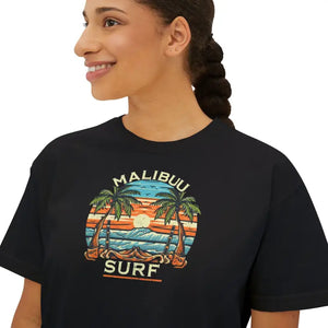 Boxy Tee Retro Palm Beach Sunset Graphic Vintage Style Dipaliz - T-shirts